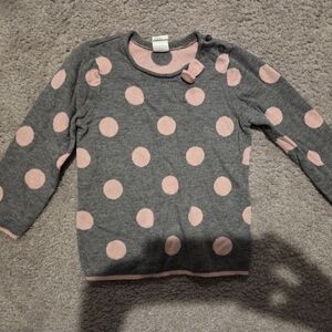 H&M Gray Sweater with Pink Polka Dots
